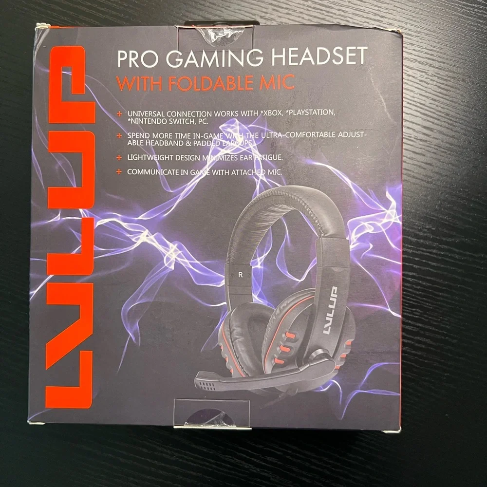 Pro Gaming Headset with Foldable Mic - Black and Red
